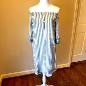 Cloth & Stone off the shoulder midi, shirt dress, size XS